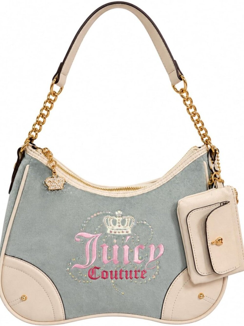 Stylish Crystal Crown Logo Hobo Purse for Women | Dreamy Detachable Card Case